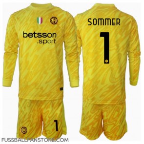 Inter Milan Yann Sommer #1 Torwart Replik Auswärtstrikot Kinder 2024-25 Langarm (+ Kurze Hosen)